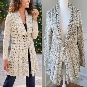 Soft Surroundings Teresa Crochet Cardigan in Winter White | Small (6/8)